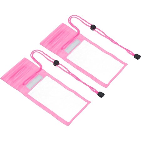 Waterproof Phone Pouch, 2 Pack Universal Lanyard Cellphone Dry Bag Clear Protection Cover Bag for Beach Swimming Pool, Pink