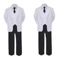 thumbnail image 2 of 6pc  Boy Formal Necktie Black & White Suit Set Satin Necktie Baby Sm-20 Teen, 2 of 4