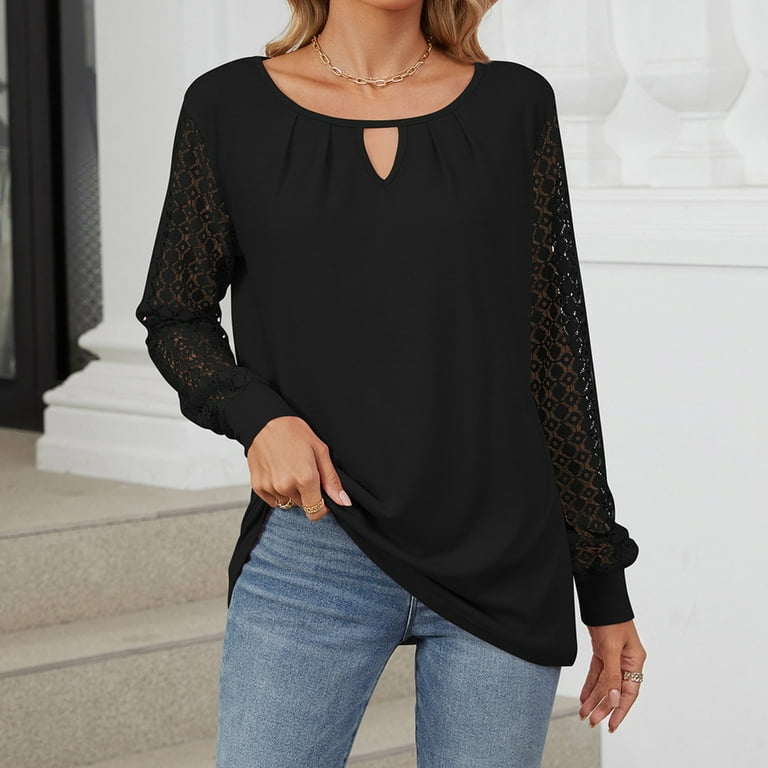 ZZwxWA Women's Business Casual Blouses Lace Long Sleeve Tops