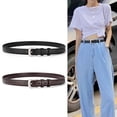 thumbnail image 2 of Natyhooy Women's Leather Belt for Jeans, Classic Buckle Casual Dress Belt, Fashion Thin Genuine Split Cowhide Waist Belt for Pants Skirts, 2 of 7