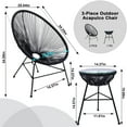 thumbnail image 3 of Patio 3 Piece Outdoor Acapulco Conversation Bistro Chair Set for Patio Garden Porch Includes (Black), 3 of 5