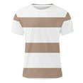 thumbnail image 5 of VSSSJ Men's Big and Tall T-Shirts Casual Striped Color Block Short Sleeve Shirt Fashion Loose Summer Crewneck Sports Muscle T Shirt Khaki XXXL, 5 of 5