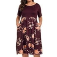 thumbnail image 1 of Plus Size Women's Summer Splicing Boho Floral Short Sleeve Shirt Skirt Dresses Long Maxi Dress Party Cocktail Beach Sundress XL-5XL, 1 of 4