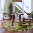 thumbnail image 4 of Spring Floral 6ft Round Rugs, Birds Cabin Watercolor Botanical Retro Art Washable Non-Slip Area Rugs for Living Room Bedroom Kitchen, Soft Low Pile Dining Room Kicthen Circle Carpet, Indoor Floor Rug, 4 of 9