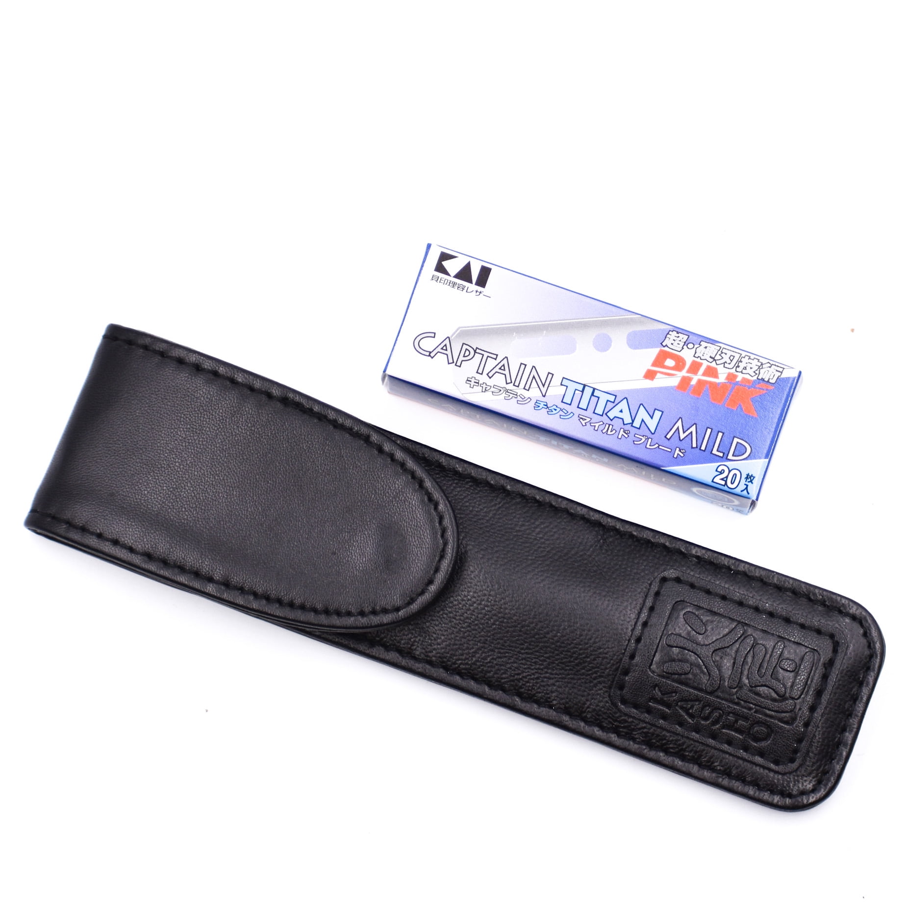 Kai Kasho Captain Japanese Straight Edge Barbering Razor with Leather Case & Blades