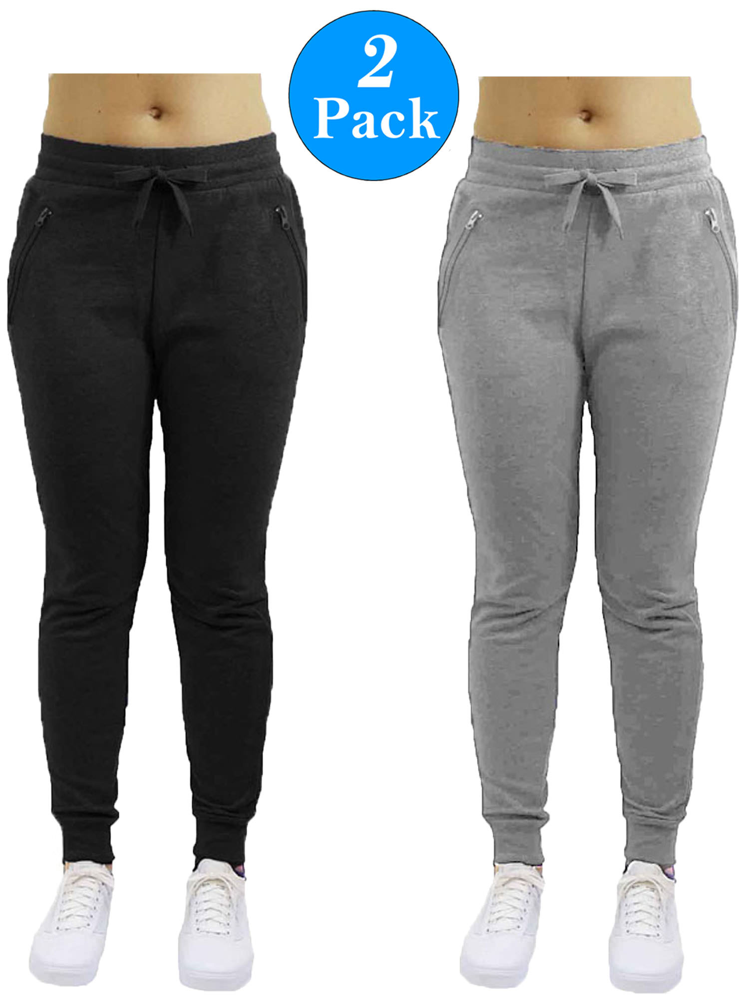 Women's Jogger Pants With Zipper Pockets (2Pack)