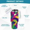 thumbnail image 2 of Yayeee 40oz Stainless Steel Tumbler with Straw and Handle Double-Wall Insulated Travel Water Bottle, Colorful Plaid, 2 of 8