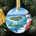 thumbnail image 2 of Santa at The Maldives Islands Travel Tourism Souvenirs Travel Memory Souvenir Landmark Vacation Keepsake Ceramic Christmas Ornament Xmas Holiday Tree Gift, 2 of 3