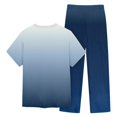 thumbnail image 7 of Men's 2-Piece Work Uniform Set, Short Sleeve V-Neck Gradient Print Top with Chest Pocket and Elastic Waist Pants, For Medical Nursing Scrubs,Blue,L, 7 of 7