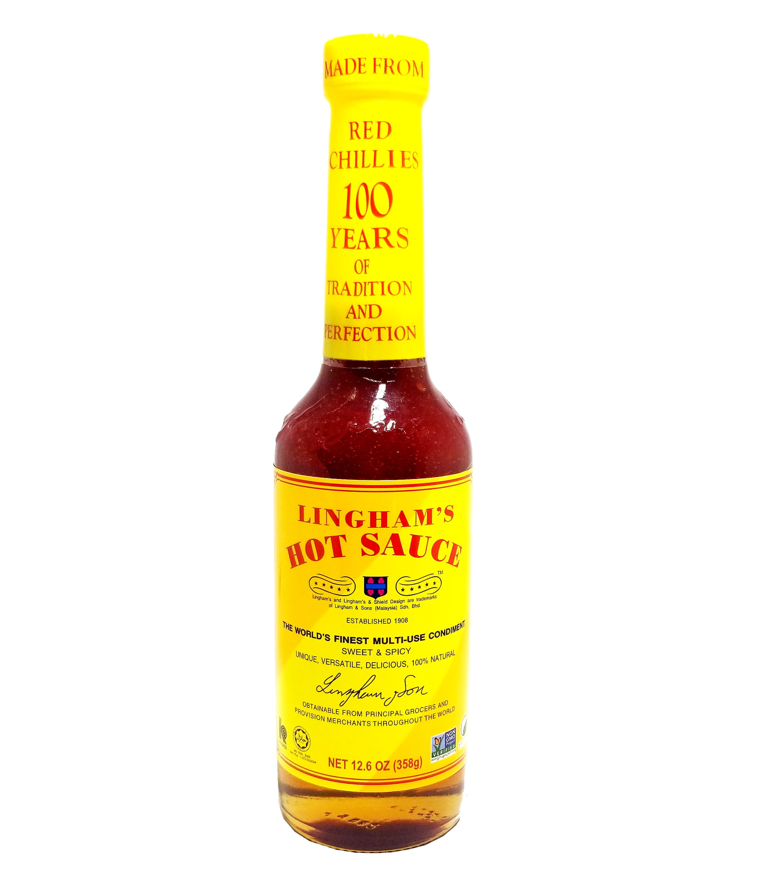 Lingham's Hot Sauce 3 Varieties: Original, Extra Hot, Garlic 12.6 Fl. Oz. Each (Pack of 3)