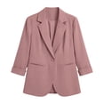 thumbnail image 5 of Zpanxa Womens Winter Jackets Three Quarter Sleeve Button Front Flared Jacket Solid Color Casual Lightweight Versatile with Pockets, 5 of 6