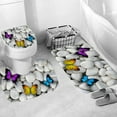 thumbnail image 3 of 4 Pcs Bathroom Shower Curtain Set Shower Curtain with 12 Hooks Bathroom Sets with Rugs Machine Washable, 3 of 8