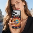 thumbnail image 2 of Wallet Case For Apple iPhone Air / 17 Pro / 17 Pro Max Series with Card Holder, PU Leather Kickstand Card Slots Screen Protector Included For iPhone 17 Series, Planet, 2 of 8