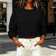 thumbnail image 6 of Meichang Cropped Sweatshirt for Women Plain Crewneck Sweatshirts Fall Long Sleeve Drop Shoulder Pullover Tops Black L, 6 of 8