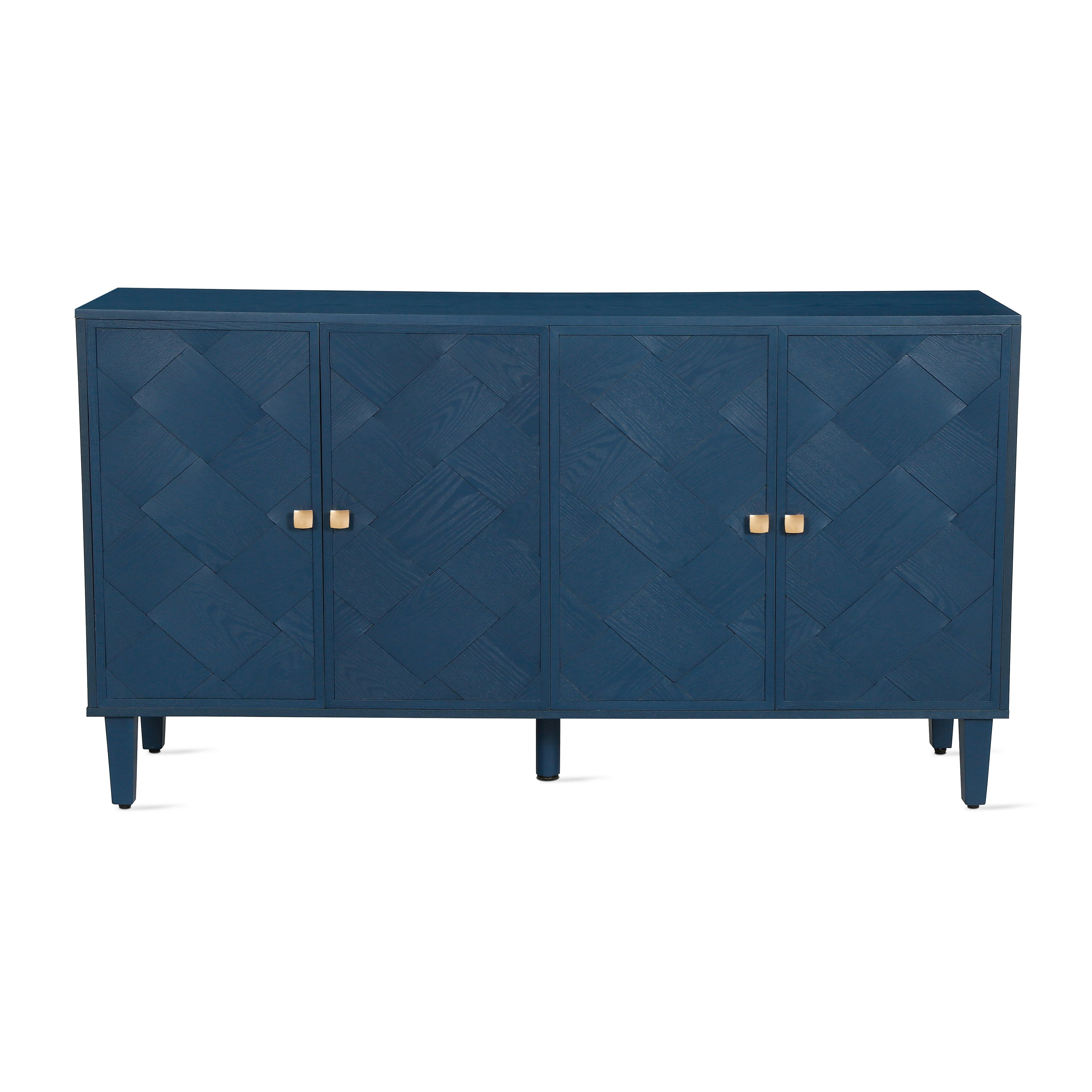 Euroco Modern Farmhouse Sideboard Buffet Cabinet with Storage & 4 Doors,59.8" Wood Coffee Bar Cabinet with Shelves for Kitchen Living Room,Navy Blue