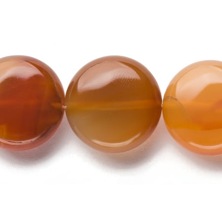 Agate Crystal Stone - Puffed Red Agate Flat Round Beads Semi Precious Gemstones Size: 16x16mm Crystal Energy Stone Healing Power for Jewelry Making