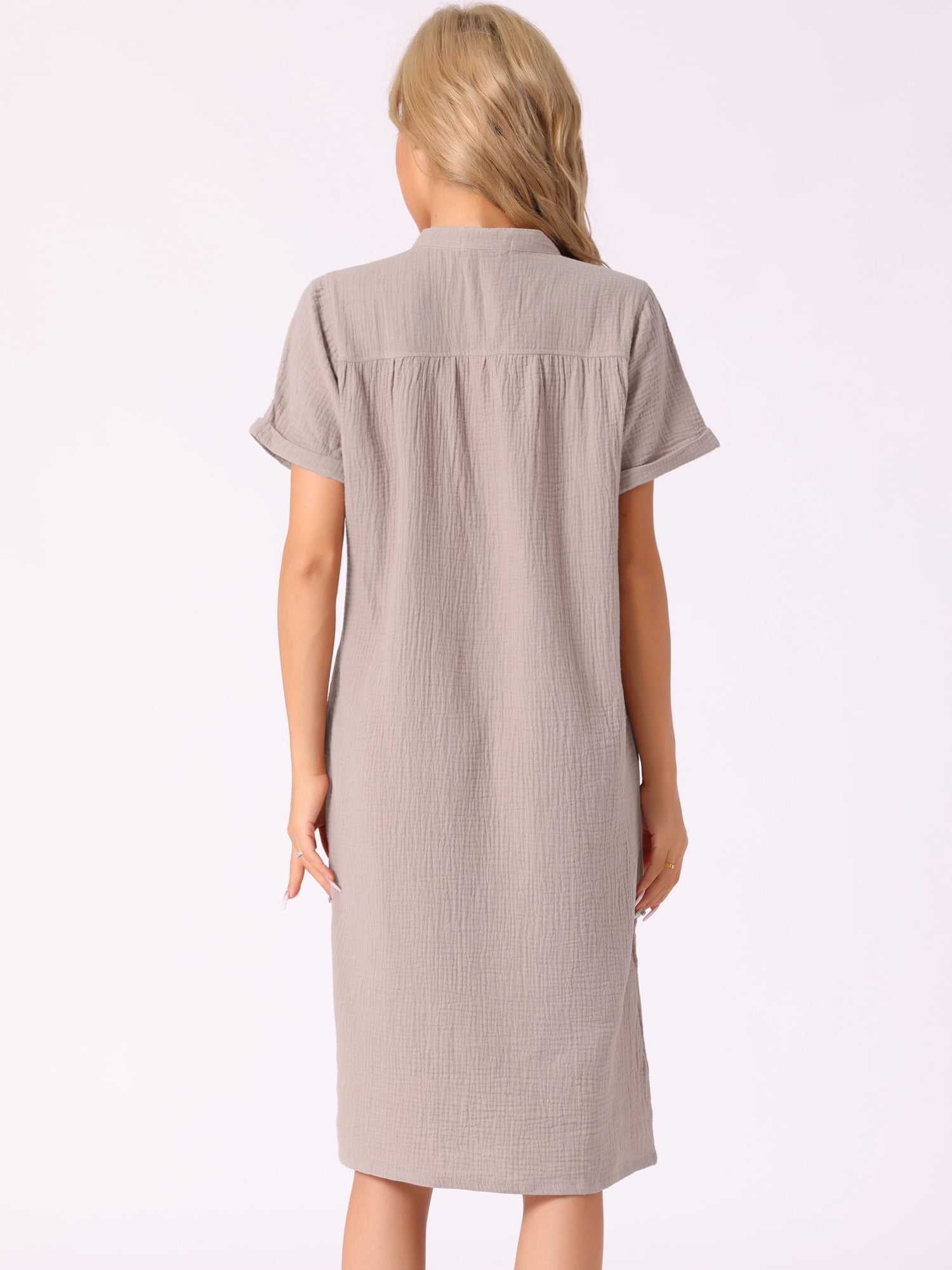 DARING DIVA Women'ss Cotton Soft Short Sleeve V Neck Long Nightgown M Coffee