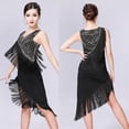 thumbnail image 3 of Vestido de noche de baile lírico sin mangas con lentejuelas de bailarina Ropa de baile Negro Zulema Vestidos de baile latino para mujer, 3 of 8