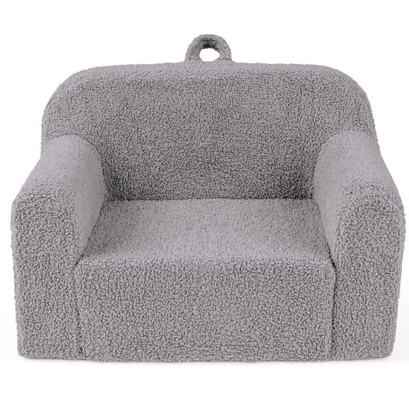 Patiojoy Kids Sofa Toddler Foam Couch with Soft Fleece Fabric Cover Reading Chair for Children Gray