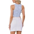 thumbnail image 3 of INSPIRE CHIC Valentine's Day Women's Top Floral Lace Sleeveless Deep V Neck Sheer Cropped Cami Tank Tops S Blue, 3 of 6