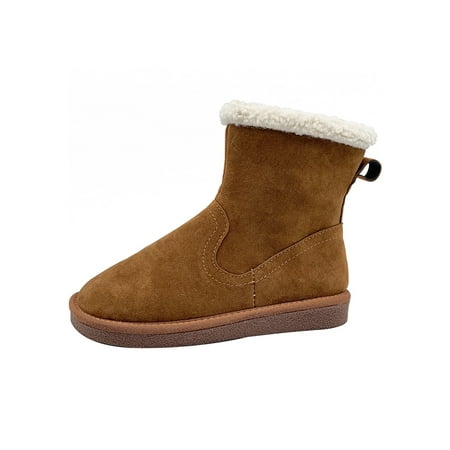 

Wazshop Womens Snow Boots Plush Lined Boot Shearling Style Booties Cold Weather Fleece Warm Shoe Ladies Winter Shoes Round Toe Comfort Ginger 4.5