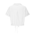 thumbnail image 5 of ZyeKqe Cotton Linen Cropped Shirts for Women Button down Short Sleeve Shirts Drawstring Hem Summer Top, 5 of 6