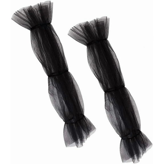 1 Pair Tulle Mesh Sleeves for Wedding Dress 59.5cm Long Bridal Arm Sleeves Black Fingerless Gloves Sheer Gloves Detachable Puff Sleeves for Wedding Dress Sweater Prom Opera Theme Party