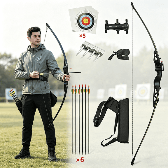 Runzkzy 40lbs Recurve Bow Set for Adults Outdoor Archery Training Beginner-Friendly Archery Equipment