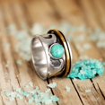 thumbnail image 5 of Geometric Ring With Turquoise Inlay Vintage Two Tone Rotatable Alloy Ring Retro Fashion Jewelry Ideal Gift Any Occasion, 5 of 5