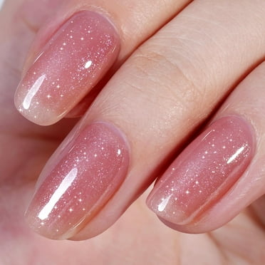 Nude Shimmer Gel Nail Polish Dark Pink Iridescent Jelly Gel Polish Neutral Color Holographic sparkle Translucent Nail Polish Rosewood Glitter Soak Off U V Gel for Nail Salon 0.51 Fl Oz /GB114