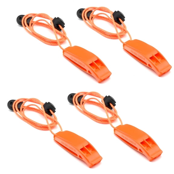 GJX 4Pcs Emergency Whistles,Loud Shrill Safety Whistle with Reflective Lanyard for Climbing Hiking Camping Boat Kayak