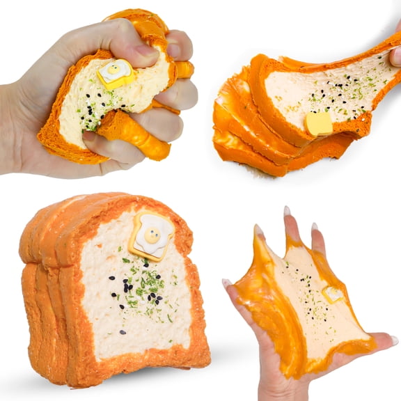 Taba Squishy Toast Bread, Realistic Silicone Food Squishy Toy, Soft Sticky Stress Relief Fidget, Handmade Sensory Squeeze Toy for Kids and Adults