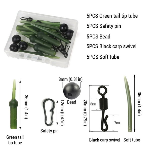 Carp Fishing Kit 25pcs Carp Rig Tackle Equipment Fishing Tail Tubes Safety  Pins Beads Swivels Soft Tubes 