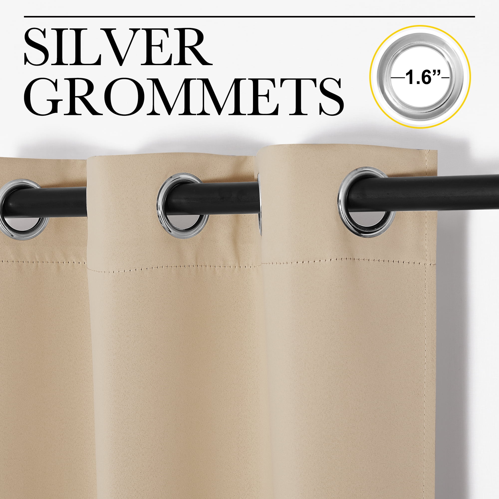 NICETOWN Blackout Curtains 63 Inch Length Grommet Thermal Bedroom Black out Drapes, Biscotti Beige, Set of 2, W37 x L63