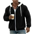 thumbnail image 4 of Fleece Jacket Men, Men's Fashion Full-Zip Solid Color Long-Sleeve Hooded Double-Faced Fleece Jacket Top, Regular-Fit, Long Coat Men, 4 of 6