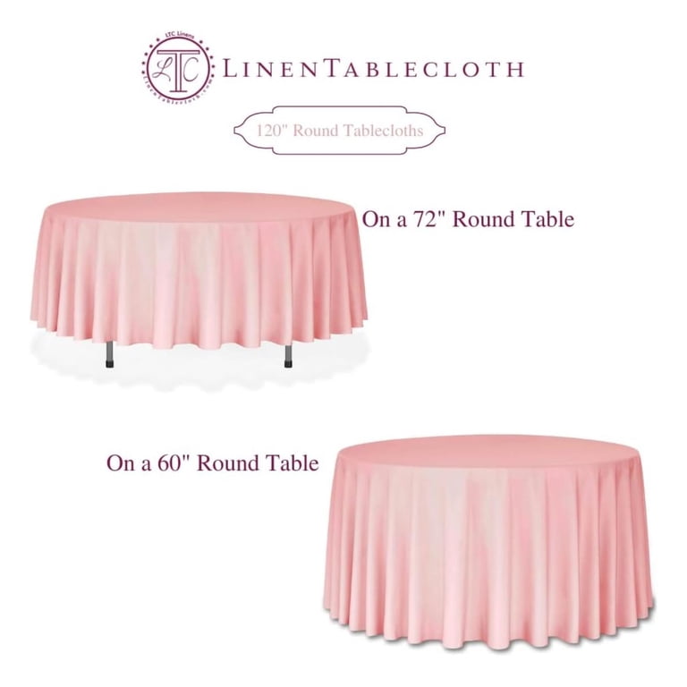 6-Pack Pink Round Tablecloths 120 Inch - Washable Polyester Table Covers For Parties & Events