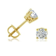 AMANDA ROSE 1/2ct tw Round Diamond Stud Earrings for Women set in 14K Yellow Gold Screw Backs