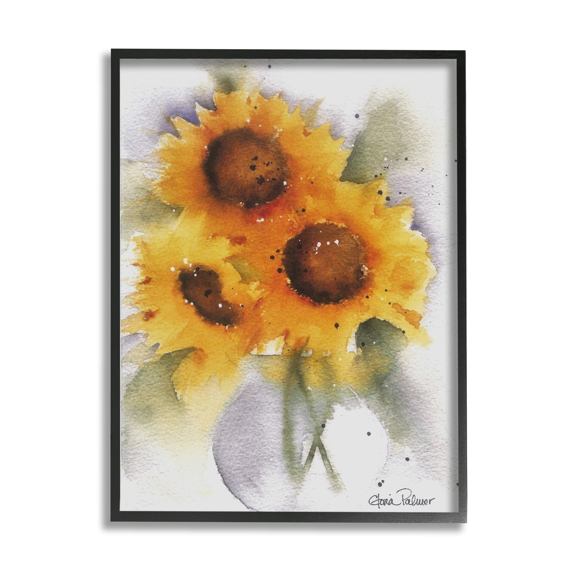 Stupell Industries Sunflower Bouquet Watercolor Style Botanical & Floral Painting Gray Framed Art Print Wall Art