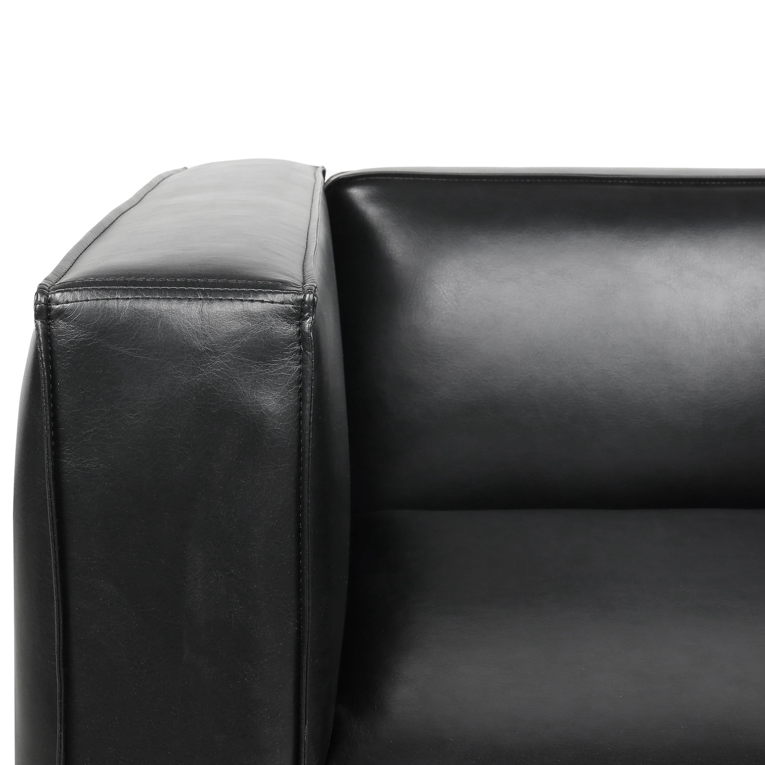 Noble House Denison Faux Leather Club Chair, Midnight Black and Dark Walnut