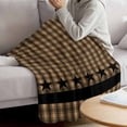 thumbnail image 3 of Brown Black Plaid Throw Blanket for Couch,Soft Lightweight Flannel Fleece Blanket,Vintage Rustic Star Buffalo Check Microfiber Plush All Season Decorative Blankets for Sofa Office Travel 40"x50", 3 of 9