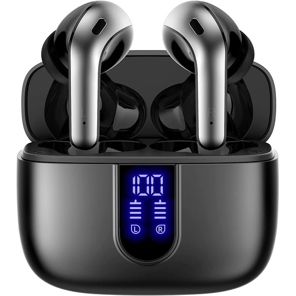 VEATOOL Bluetooth Headphones True Wireless Earbuds 60H Playback LED Power Display Earphones with Wireless Charging Case IPX7 Waterproof in-Ear Earbuds with Mic for TV Smart Phone Computer Laptop