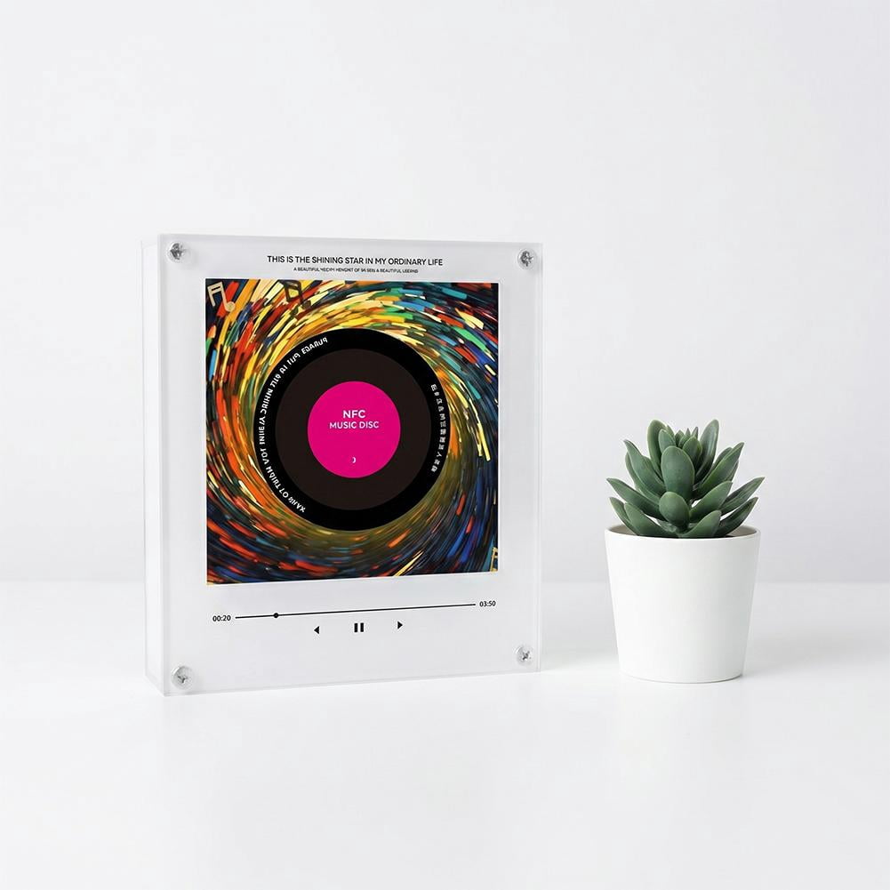 Retro Music Fridge Magnets with Player Set, 10 Pcs Vintage Vinyl Record Refrigerator Magnets, 128MB Programmable Music Player NFC Enabled, Unique Aesthetic MusicGifts for Home Office