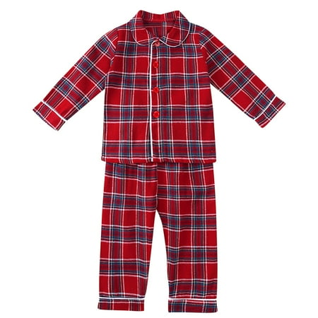 

Winter Savings 2024! TAGOLD Kids Winter Outfit Sets New Christmas Plaid Long Sleeved Sleepwear Set For Both Boys And Girls