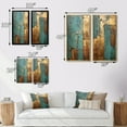 thumbnail image 4 of Designart "Vintage Gold on Turquoise Kintsugi Glam III" Modern Geometric Framed Wall Art Set Of 2 - Modern Gold Frame Gallery Set For Office Decor, 4 of 6