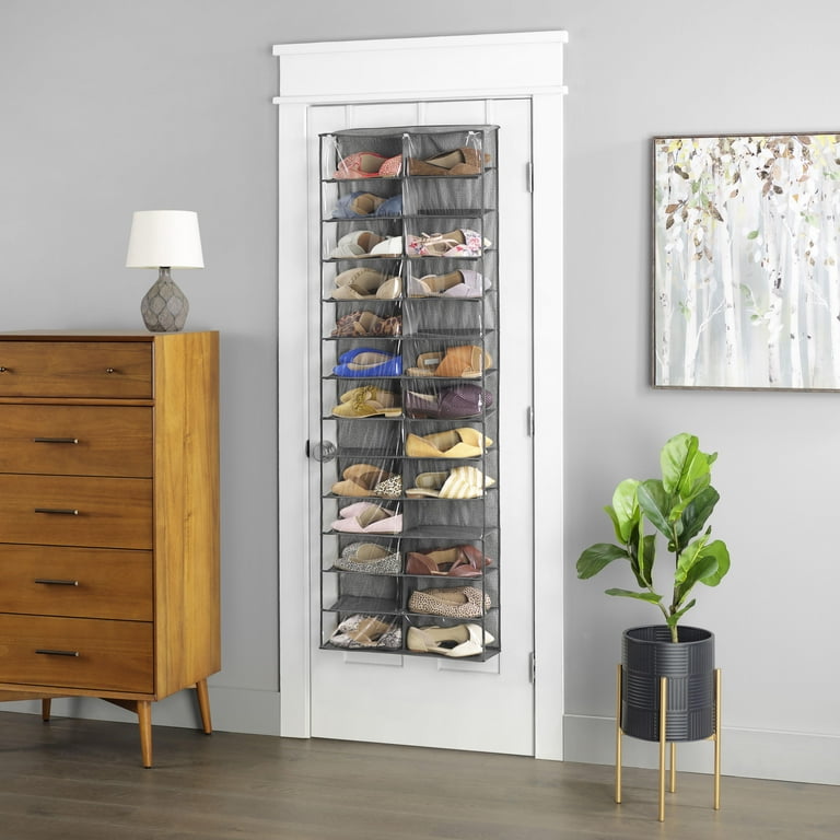 Whitmor Over The Door Shoe Shelves 26 Sections 13 Tier Crosshatch Gray 6 x 22 x 63