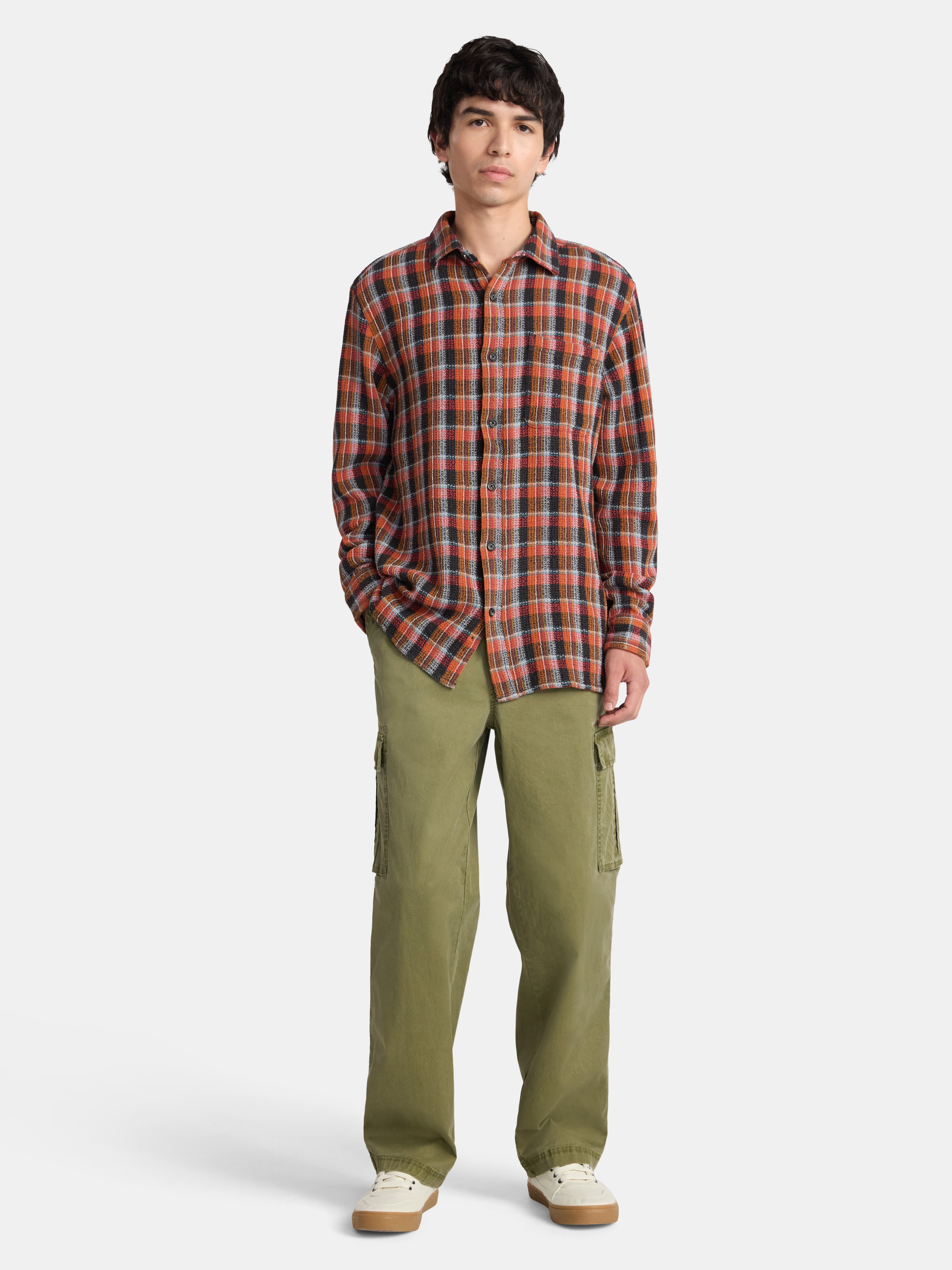 No Boundaries Men's & Big Men's Long Sleeve Textured Shirt , Sizes XS-5XL