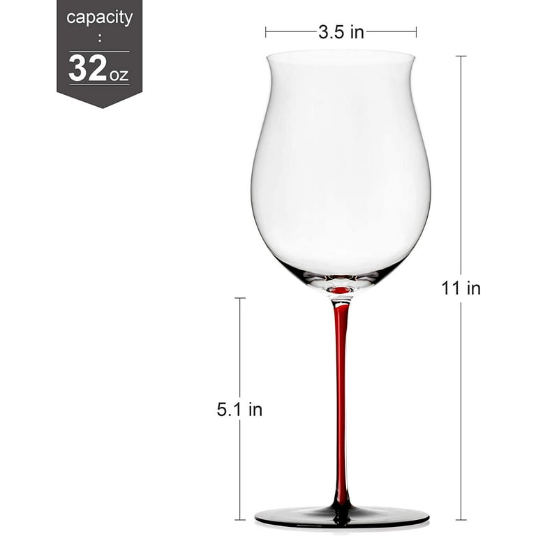 LUXU Wine Glasses(32oz) with Long Red Stem & Black Base,Luxury Crystal Red  & White Wine Glasses Set …See more LUXU Wine Glasses(32oz) with Long Red