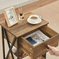 thumbnail image 4 of VECELO Set of 2 Nightstand with Drawer and Open Storage Shelves, Bedside End Table for Bedroom Living Room, Brown, 4 of 9