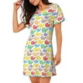 thumbnail image 2 of Naloa Colorful Snails Print Women Nightgowns,Womens Loungewear,Short Sleeve Sleepwear,Comfy Ladies Nightdress, 2 of 6