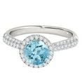 thumbnail image 3 of Aonejewelry 1.20 Ct. Ttw Diamond and Round Shaped Aqumarine Ring in 10K White Gold, 3 of 4